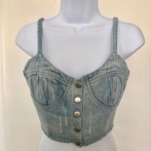 WET SEAL -  Denim Button Up Crop Top